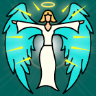 Angel with halo and arms wide open